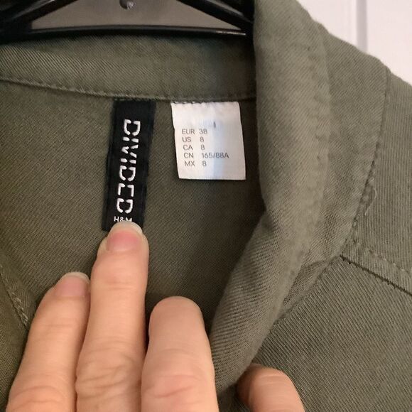 Divided “Boss Lady” Army Green Button Down. - Picture 3 of 6